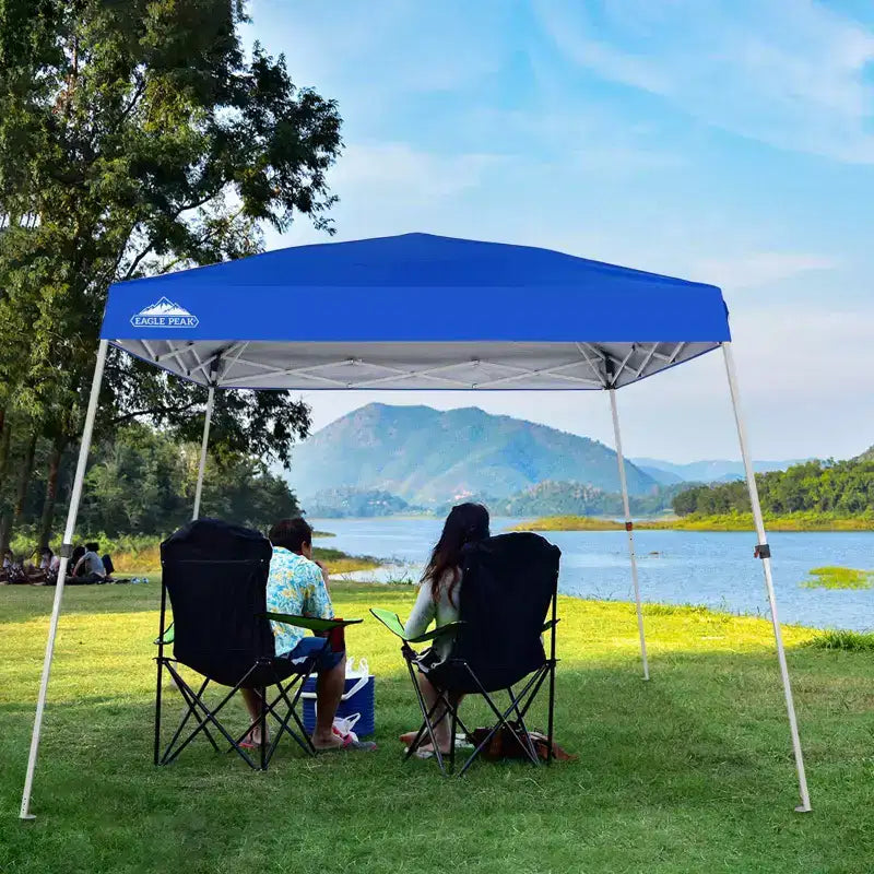 EAGLE PEAK 10x10ft Slant Leg Pop Up Canopy Tent,10x10 Base 8x8 Top