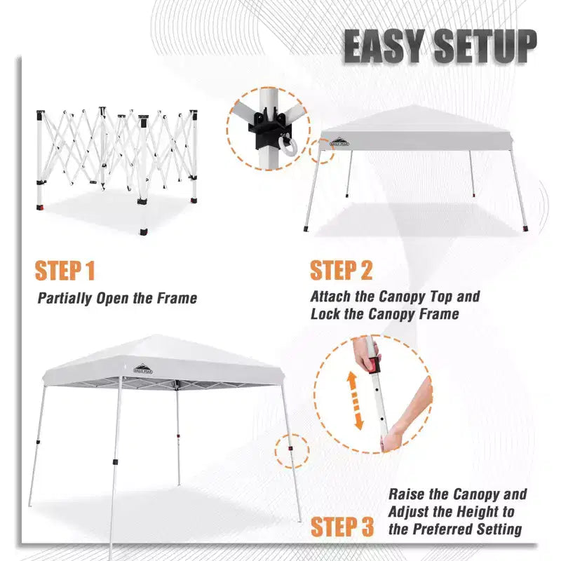 EAGLE PEAK 10x10ft Slant Leg Pop Up Canopy Tent,10x10 Base 8x8 Top