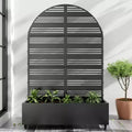 PexFix 72 in. H x 47 in. W Black Metal Arch Wall Planter Box with Trellis for Climbing Plants