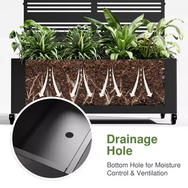 PexFix 72 in. H x 47 in. W Black Metal Arch Wall Planter Box with Trellis for Climbing Plants