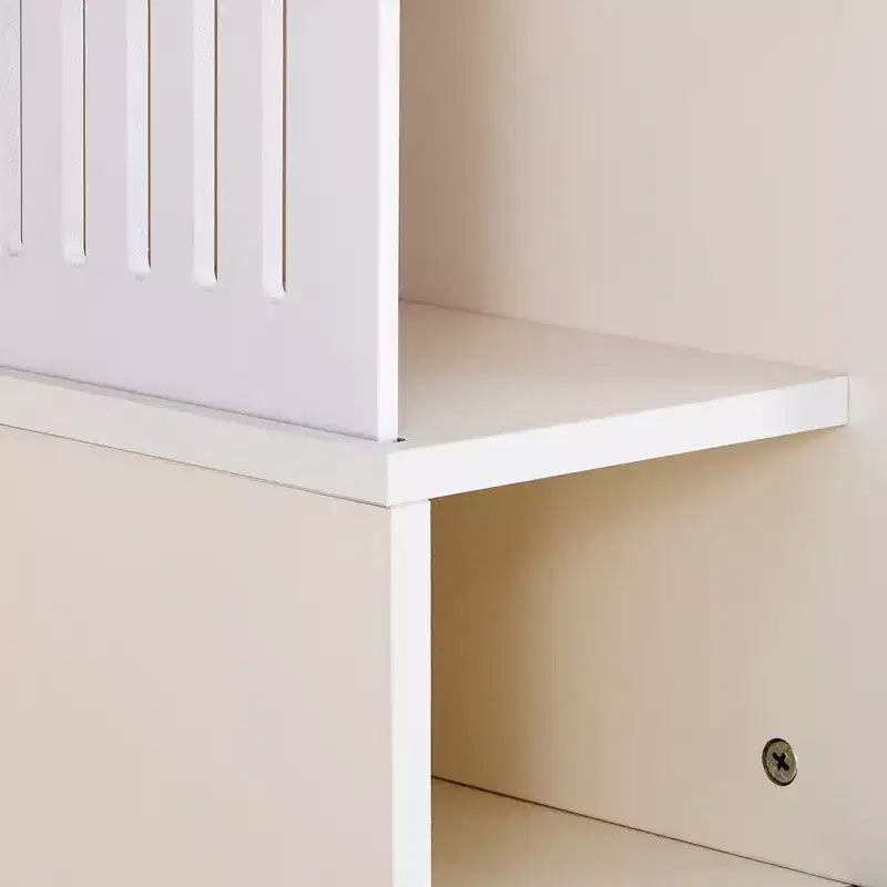 Cat TV Stand Litter Box TV Console with Storage Cabinet & Removable Sliding Door, Cream White-ModernLuxe