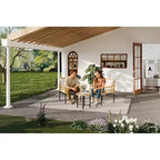 3-Piece Outdoor Bistro Set, PE Rattan Patio Furniture with Tempered Glass Table & 2 Chairs - Boho Style