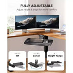 HUANUO Under Desk Keyboard Tray, 360 adjustable and ergonomic, slides out for easy access, 25W x 9.84D, ideal for home or office