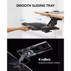 HUANUO Under Desk Keyboard Tray, 360 adjustable and ergonomic, slides out for easy access, 25W x 9.84D, ideal for home or office
