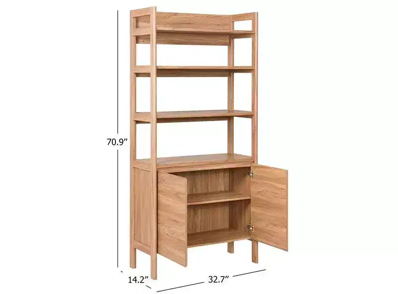Glapelle 4 Shelf 2 Door Bookcase - ETG9601 - Oak - Safavieh