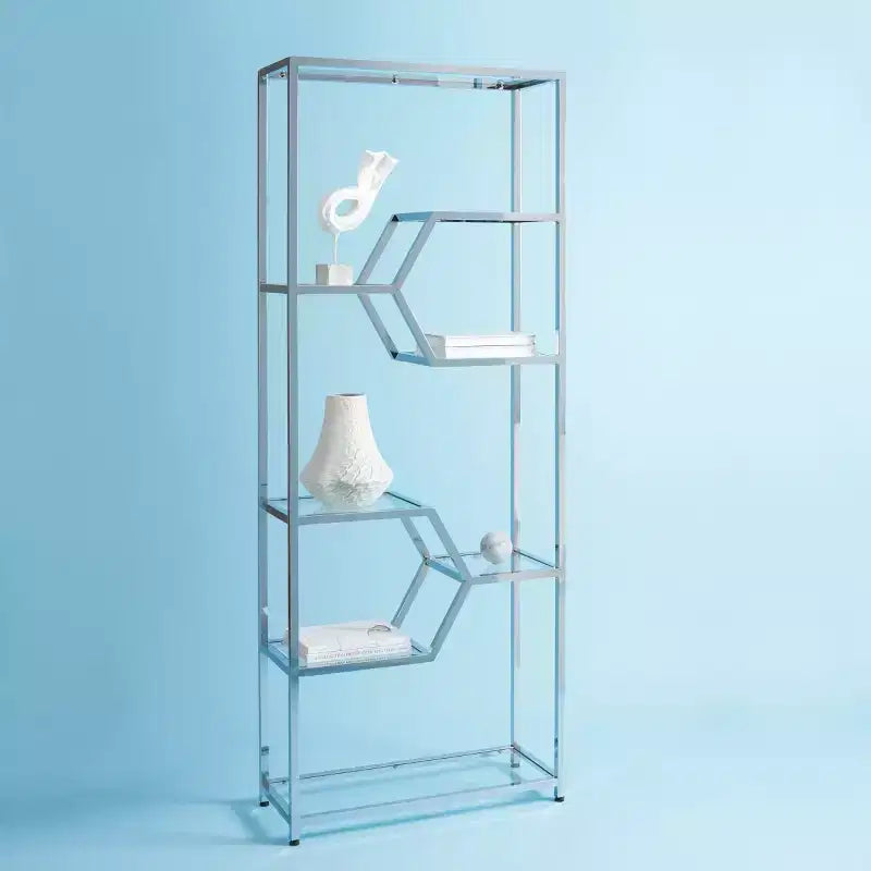 Benoit Chrome Bookcase - SFV1101 - Chrome - Safavieh Couture