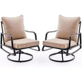 Compact 2-Piece Patio Furniture Set - Outdoor Swivel and Rocking Chairs with 4 Thick Cushions, Stylish Metal Bistro Set