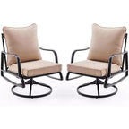 Compact 2-Piece Patio Furniture Set - Outdoor Swivel and Rocking Chairs with 4 Thick Cushions, Stylish Metal Bistro Set