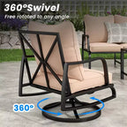 Compact 2-Piece Patio Furniture Set - Outdoor Swivel and Rocking Chairs with 4 Thick Cushions, Stylish Metal Bistro Set