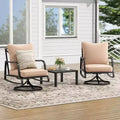 3-Piece Small Patio Furniture Set - Outdoor Bistro Set with 2 Swivel Chairs and a Small Side Table, Complete with 4 Thick Cushions