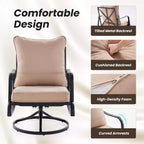 3-Piece Small Patio Furniture Set - Outdoor Bistro Set with 2 Swivel Chairs and a Small Side Table, Complete with 4 Thick Cushions