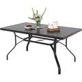 Durable 60x35'' Rectangle Outdoor Dining Table with 1.57'' Umbrella Hole - Weather-Resistant Metal Furniture for Patio, Garden, Backyard, and Poolside