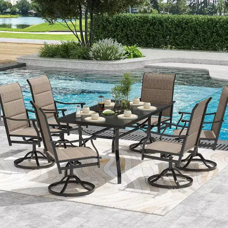 Durable 60x35'' Rectangle Outdoor Dining Table with 1.57'' Umbrella Hole - Weather-Resistant Metal Furniture for Patio, Garden, Backyard, and Poolside