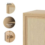 1 Piece Black Wood Grain Storage Cabinet (Wicker Door), Decorative Storage Cabinet