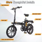 Costway 16 Folding E-Bike Portable Electric Bicycle with Peak 650 W Brushless Motor