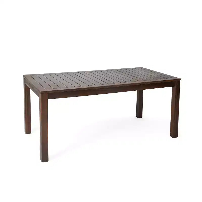 GDFStudio Ebany Outdoor 69 Acacia Wood Dining Table with Slatted Design, Dark Brown