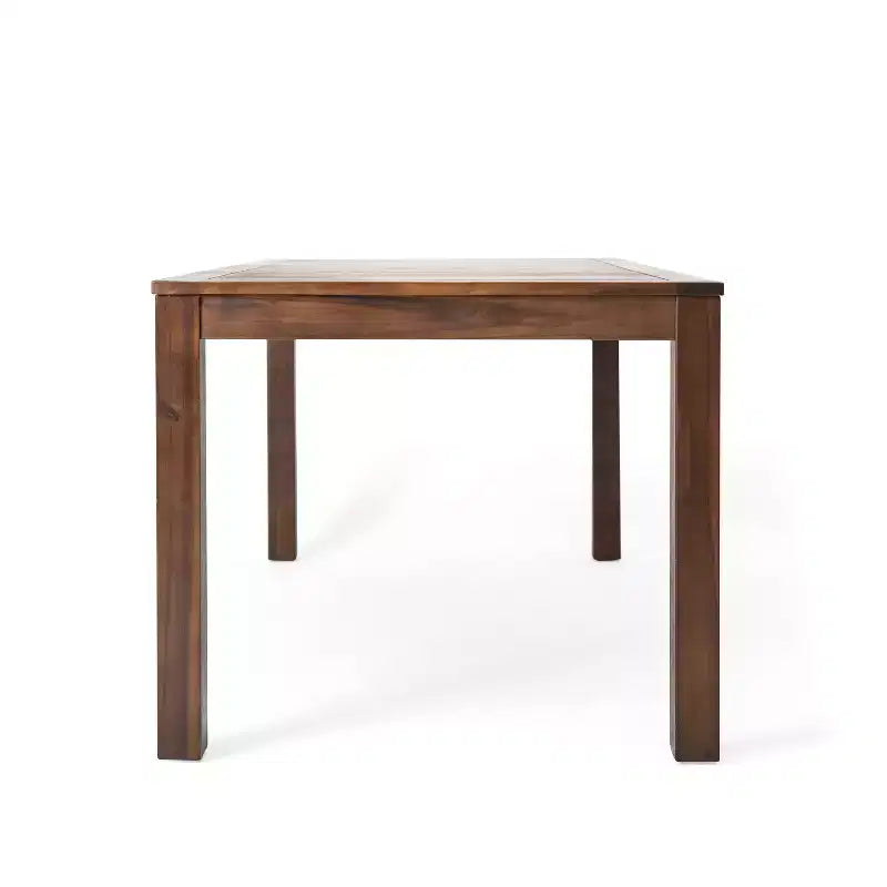 GDFStudio Ebany Outdoor 69 Acacia Wood Dining Table with Slatted Design, Dark Brown
