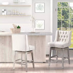 Vatros Counter Height Bar Stools Set of 2, Counter Height Upholstered Barstools, Swivel Bar Stool