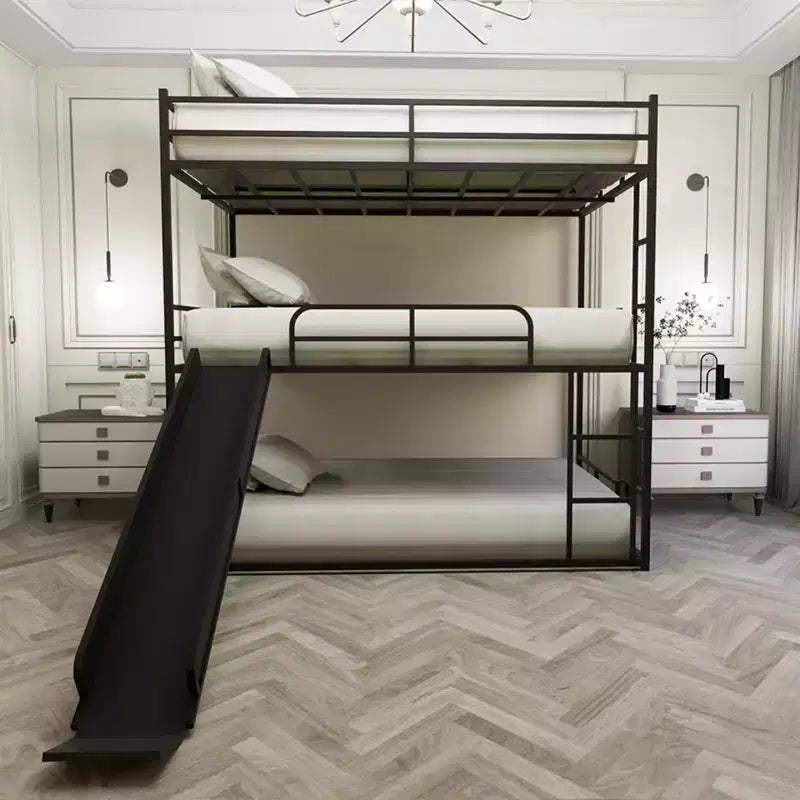 GDFStudio Theodore Modern Metal Full Size Triple Bed with Ladder and Slide