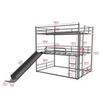 GDFStudio Theodore Modern Metal Full Size Triple Bed with Ladder and Slide