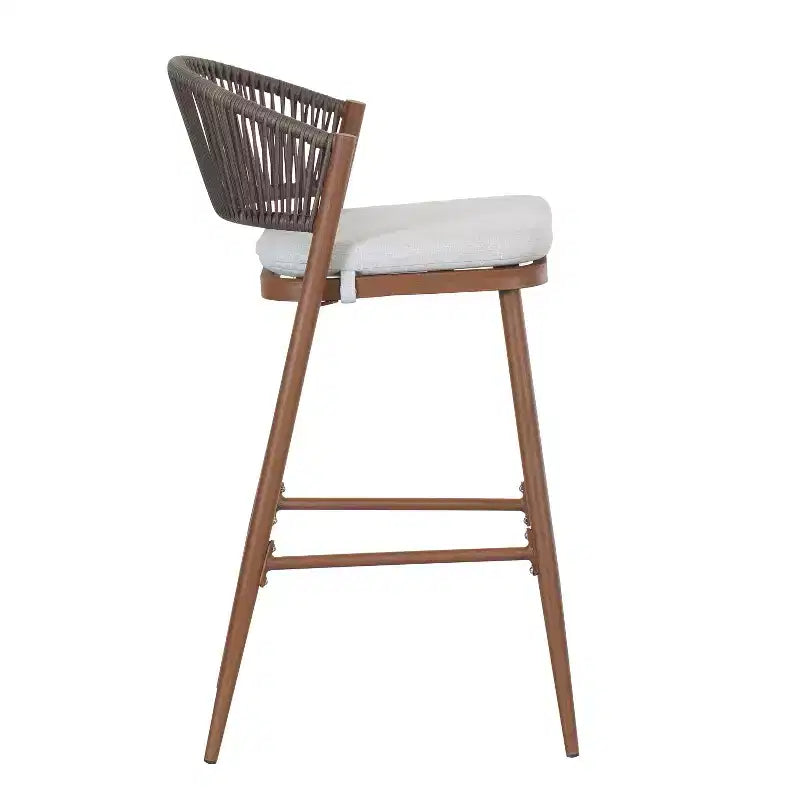 Christopher Knight Home Youssef Outdoor 30 Aluminum and Rattan Barstools with Scallop-shaped Backrest (Set of 2)