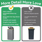 Hausource 100L Gray Laundry Hamper & Recycling Bin with Lid, 2 Liners, Collapsible, Waterproof