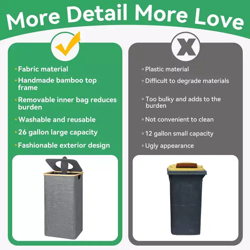 Hausource 100L Gray Laundry Hamper & Recycling Bin with Lid, 2 Liners, Collapsible, Waterproof