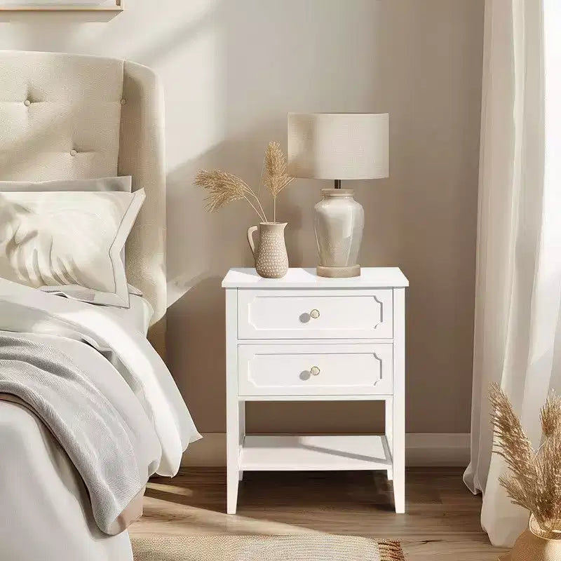 Karl Home | Solid Wood Nightstand with Two Drawers