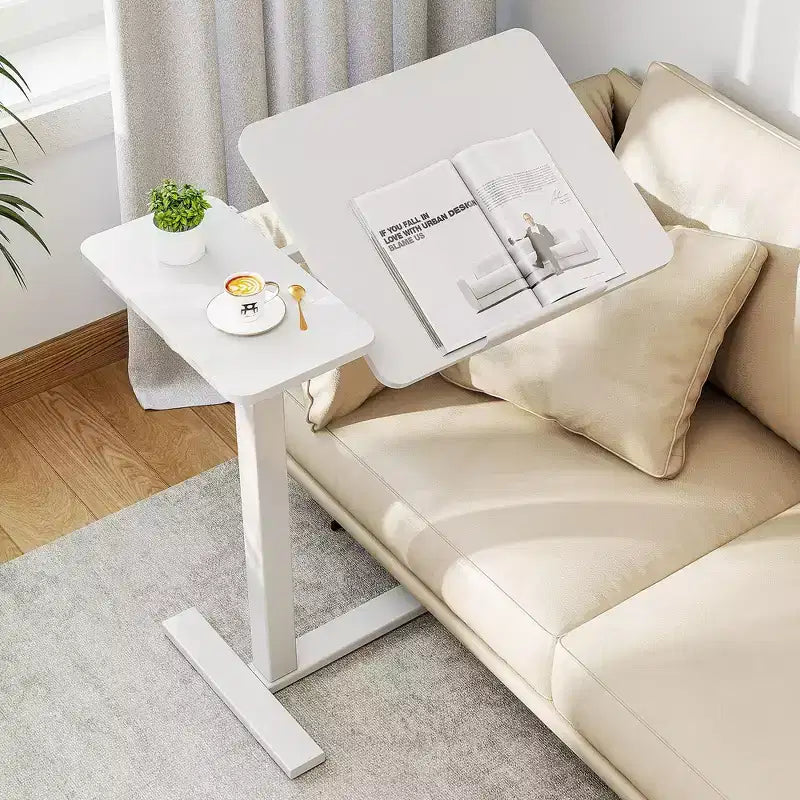 JIONJOY Adjustable Overbed Table - 29.5-43.3 Gas Spring Tilt Desk with 360 Wheels, Steel Frame for Home/Office/Hospital