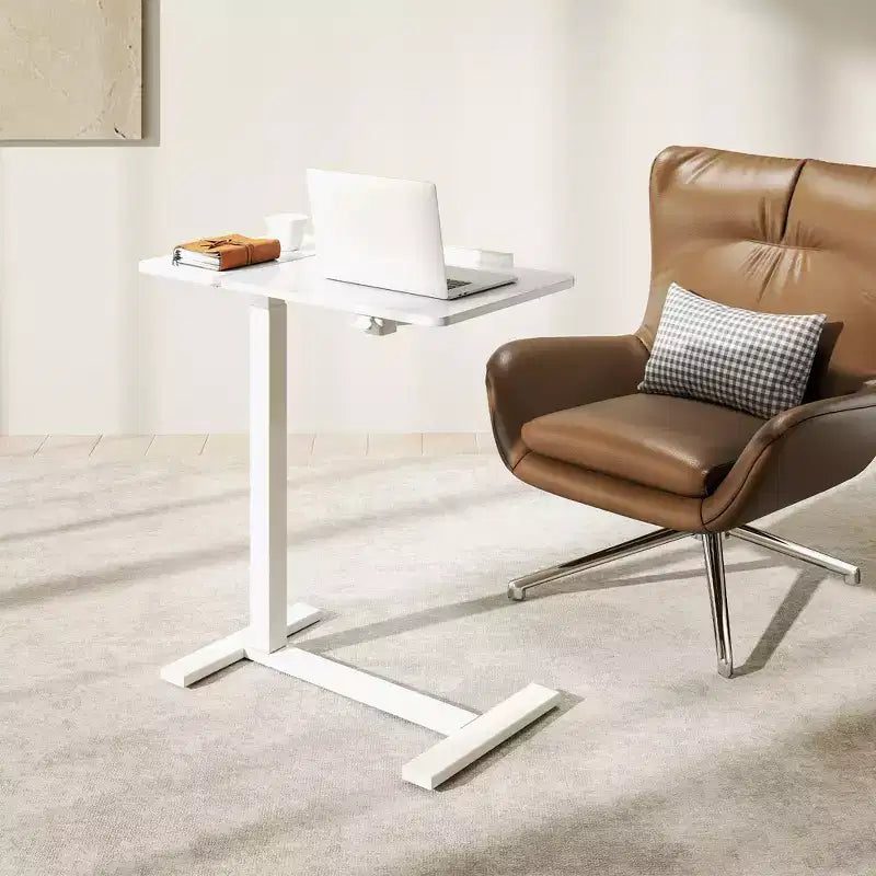 JIONJOY Adjustable Overbed Table - 29.5-43.3 Gas Spring Tilt Desk with 360 Wheels, Steel Frame for Home/Office/Hospital