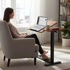 JIONJOY Adjustable Overbed Table - 29.5-43.3 Gas Spring Tilt Desk with 360 Wheels, Steel Frame for Home/Office/Hospital