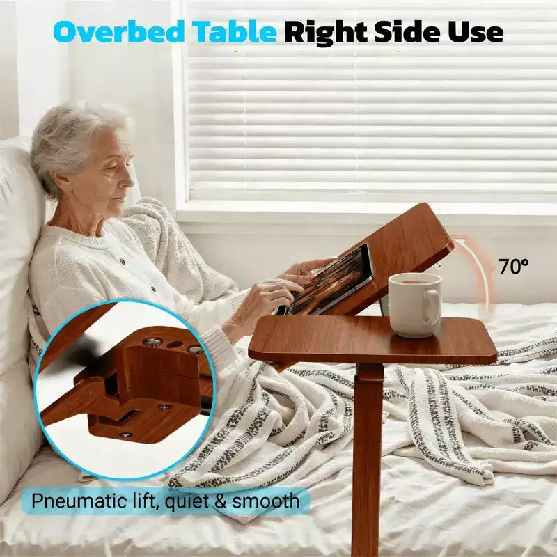 JIONJOY Adjustable Overbed Table - 29.5-43.3 Gas Spring Tilt Desk with 360 Wheels, Steel Frame for Home/Office/Hospital