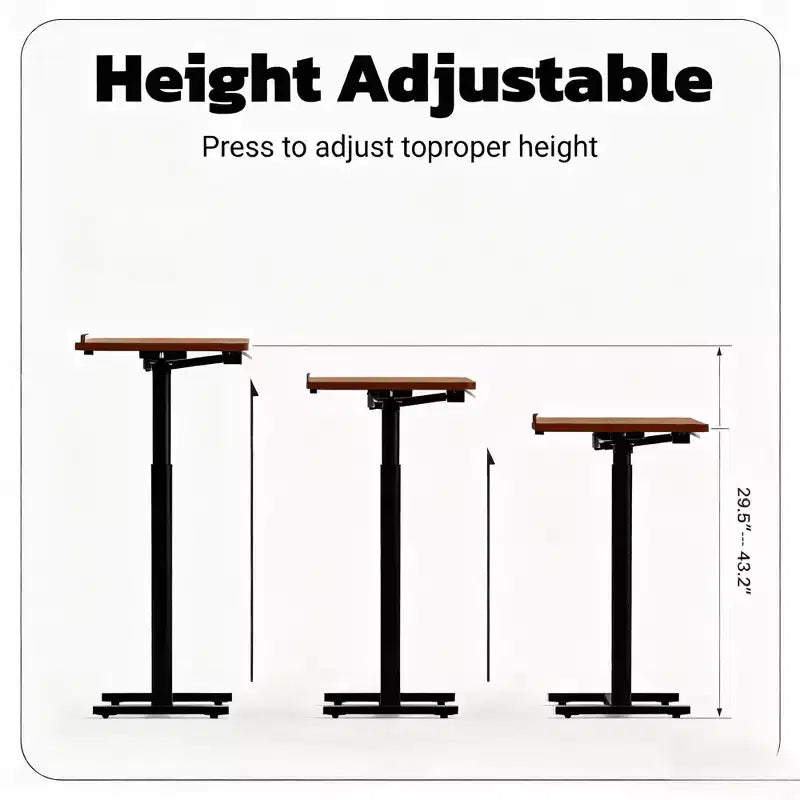 JIONJOY Adjustable Overbed Table - 29.5-43.3 Gas Spring Tilt Desk with 360 Wheels, Steel Frame for Home/Office/Hospital