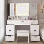 Karl Home | Large Vanity Table Set with 3 Opening Mirrors and LED Lights