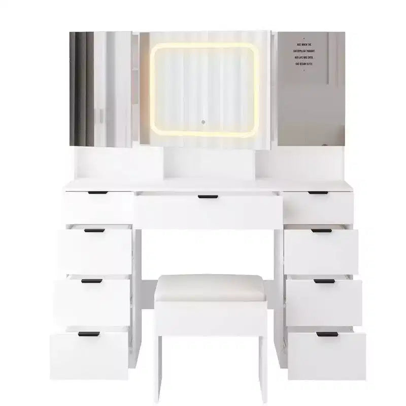 Karl Home | Large Vanity Table Set with 3 Opening Mirrors and LED Lights