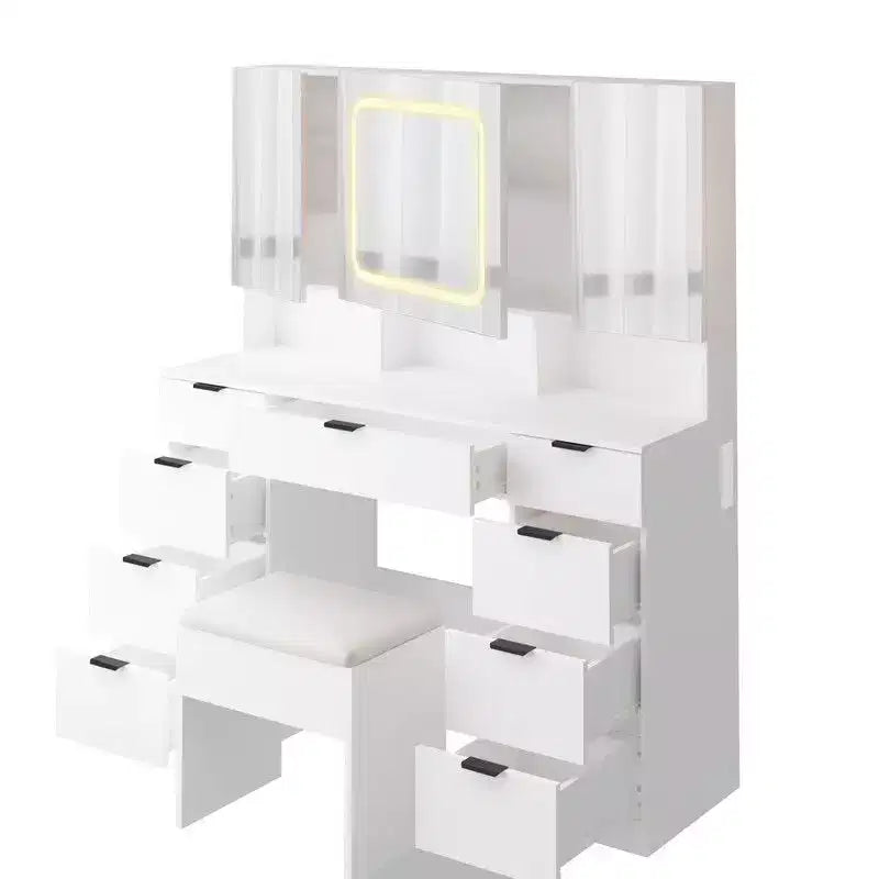 Karl Home | Large Vanity Table Set with 3 Opening Mirrors and LED Lights