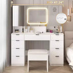 Karl Home | Large Vanity Table Set with 3 Opening Mirrors and LED Lights