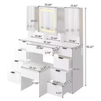 Karl Home | Large Vanity Table Set with 3 Opening Mirrors and LED Lights
