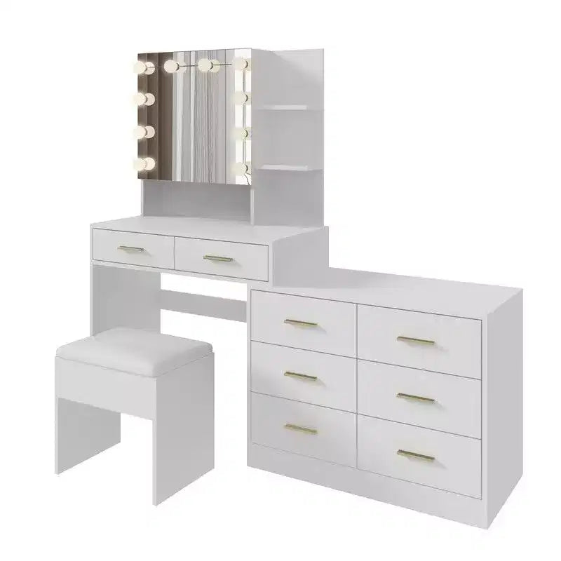 Karl Home | Large Makeup Vanity with Lights Drawers and Storage