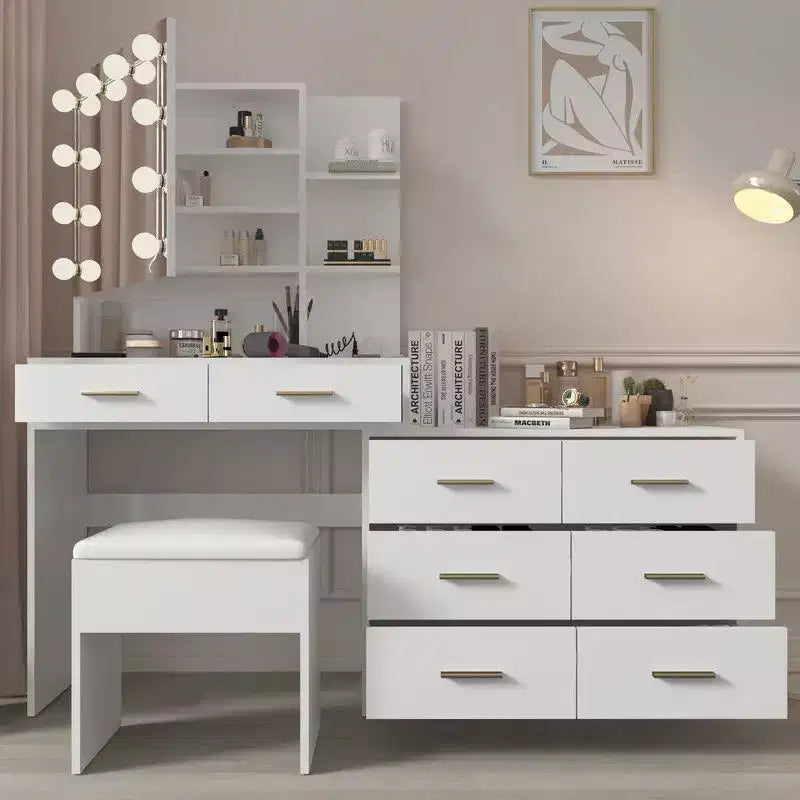 Karl Home | Large Makeup Vanity with Lights Drawers and Storage