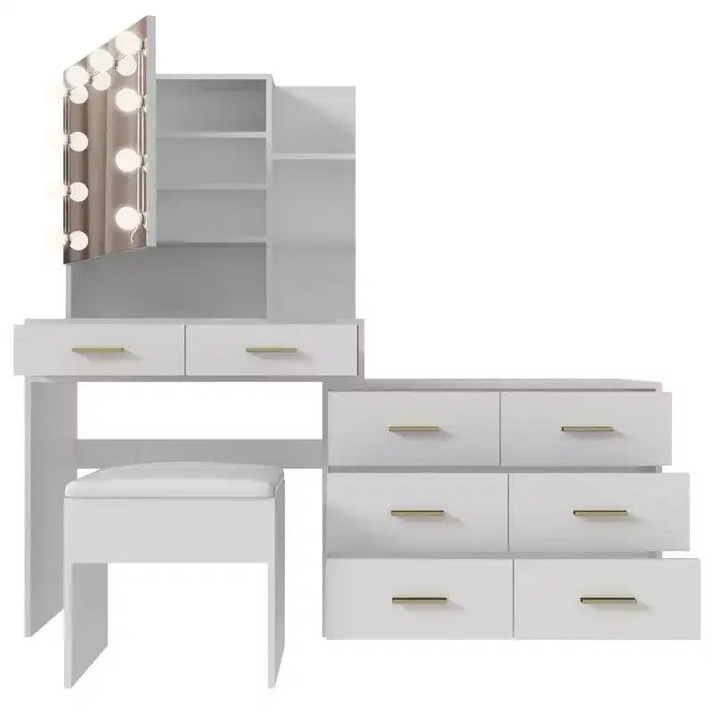 Karl Home | Large Makeup Vanity with Lights Drawers and Storage