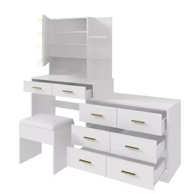 Karl Home | Large Makeup Vanity with Lights Drawers and Storage