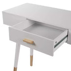 eHemco Euro Console Sofa Table with Drawer and Bamboo Legs for Hallway and Living Room, White and Dark Oak