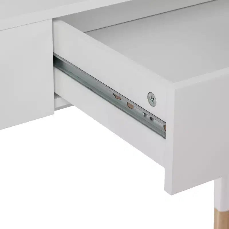 eHemco Euro Console Sofa Table with Drawer and Bamboo Legs for Hallway and Living Room, White and Dark Oak