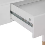 eHemco Euro Console Sofa Table with Drawer and Bamboo Legs for Hallway and Living Room, White and Dark Oak