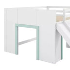 GDFStudio Sebastian Modern Solid Wood Full Size Low Loft Bed with Slide and Drawers