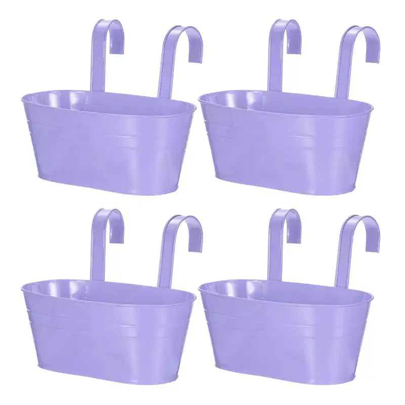 Unique Bargains Iron Rust Resistant Drainage Hole Design Removable Hook Design Hanging Planters 4 Pcs