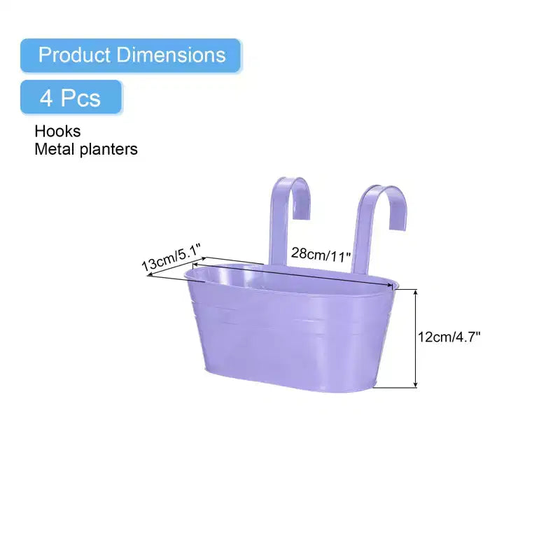 Unique Bargains Iron Rust Resistant Drainage Hole Design Removable Hook Design Hanging Planters 4 Pcs