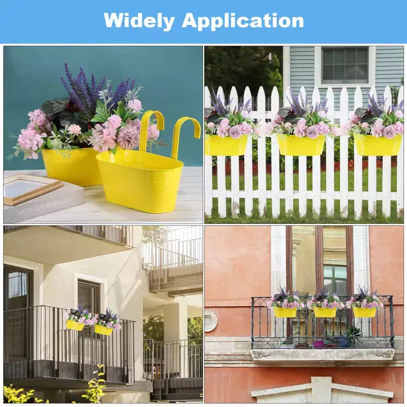 Unique Bargains Iron Rust Resistant Drainage Hole Design Removable Hook Design Hanging Planters 4 Pcs