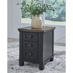 Signature Design by Ashley Wildenauer 3 Drawer Chair Side End Table with USB Charging, Black